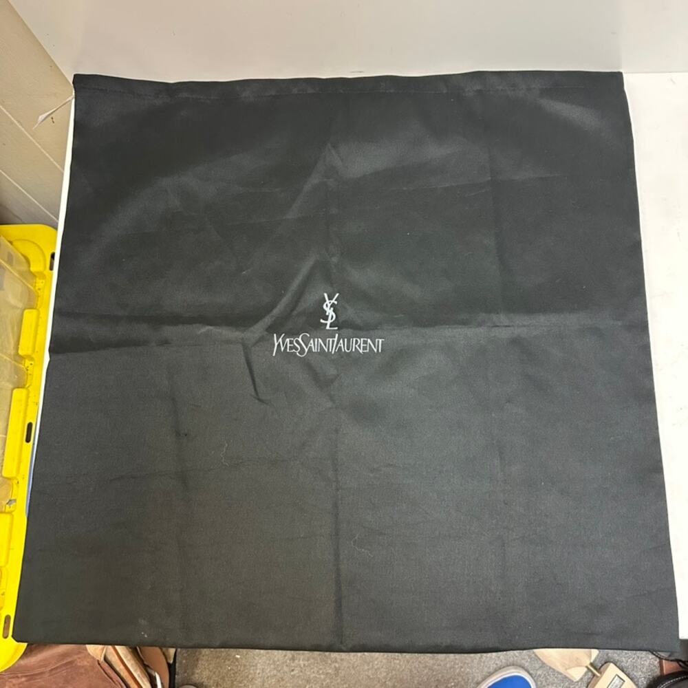 EUC Yves Saint Laurent Silky Satiny Dust Bag Drawstring Black 24 x 24 - Picture 2 of 4